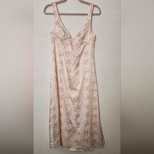 Urban Outfitters Light Pink Floral Maxi Slip Dress